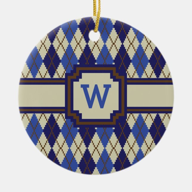 Blueberry Scone Argyle Ornament (Front)