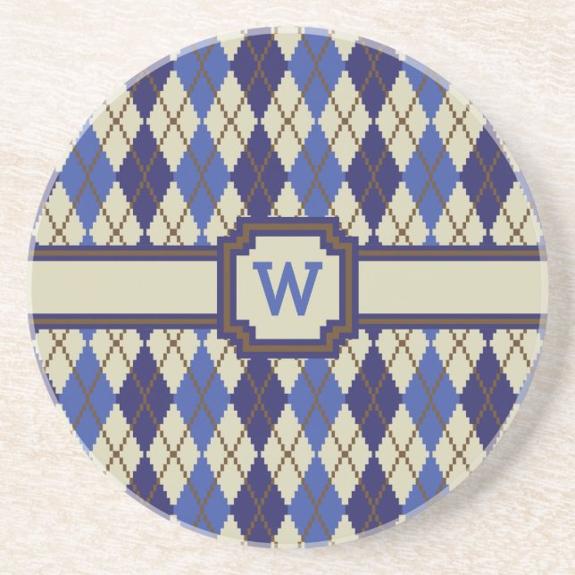 Blueberry Scone Argyle Sandstone Coaster (Front)