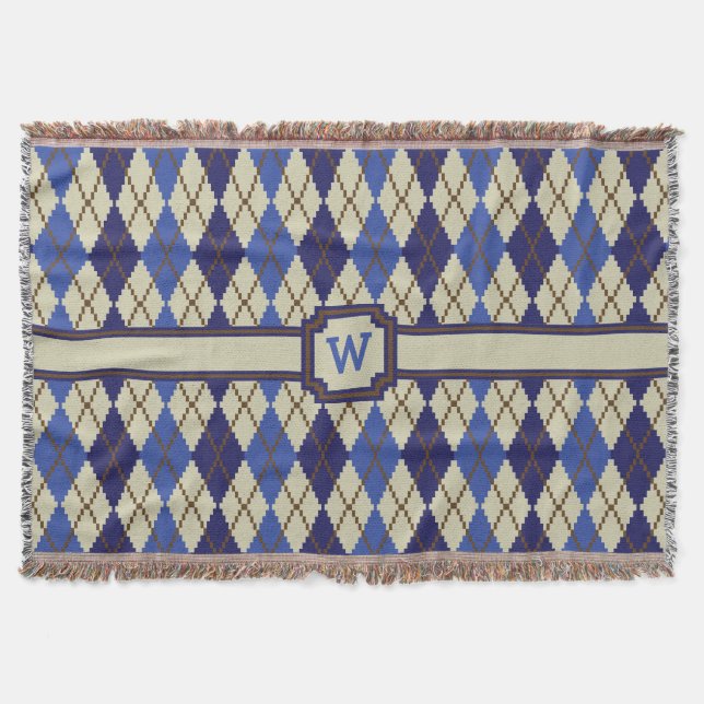 Blueberry Scone Argyle Throw Blanket (Front)