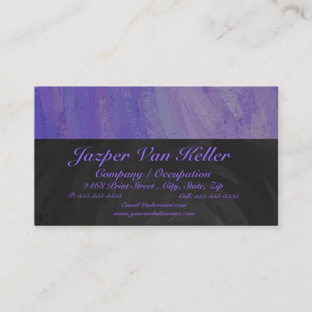 Blueberry Smear and Black Monogram Business Card (Front)