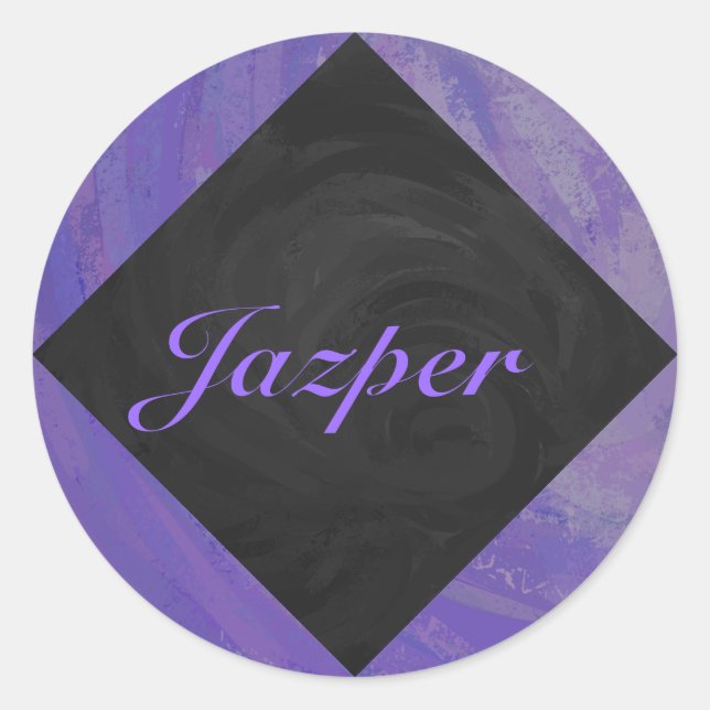 Blueberry Smear and Black Monogram Classic Round Sticker (Front)