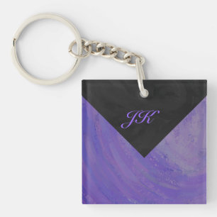 Blueberry Smear and Black Monogram Keychain