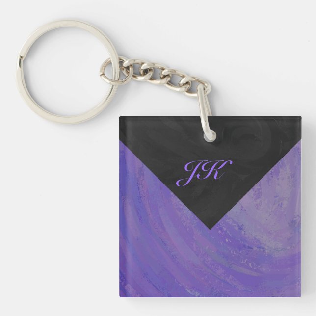 Blueberry Smear and Black Monogram Keychain (Front)