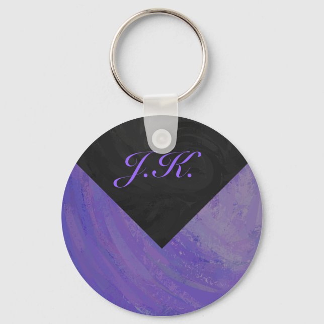 Blueberry Smear and Black Monogram Keychain (Front)