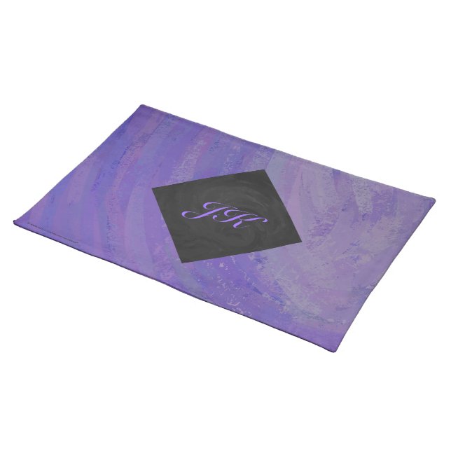 Blueberry Smear and Black Monogram Placemat (On Table)