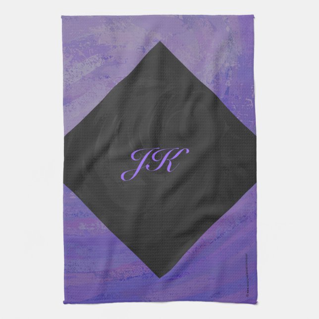 Blueberry Smear and Black Monogram Towel (Vertical)