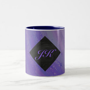 Blueberry Smear and Black Monogram Two-Tone Coffee Mug