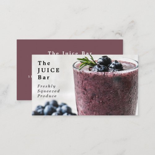 Blueberry Smoothie Juice Bar Business Card