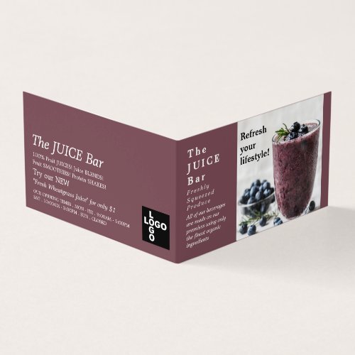 Blueberry Smoothie Juice Bar Detailed Business Card