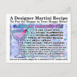 Blueberry Smoothie Martini Recipe Card Postcard