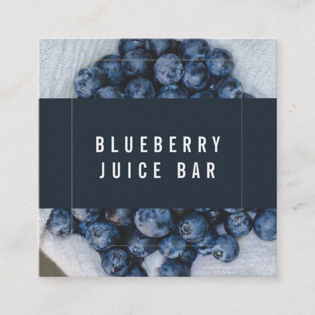 Blueberry Square Logo Modern Frame Square Business Card (Front)