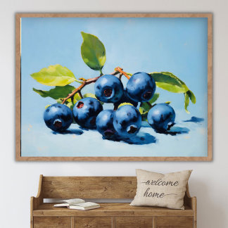 Blueberry Still Life Painting Abstract Fruit Art Poster