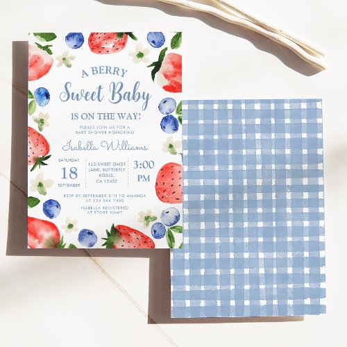 Blueberry Strawberry Berry Sweet Baby Shower Invitation