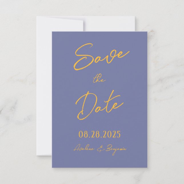 Blueberry Sunshine Typography Wedding Save The Date (Front)