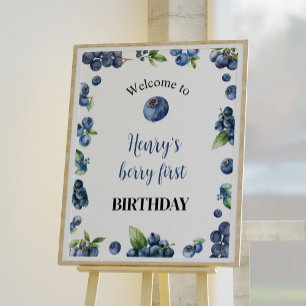 Blueberry Sweet 1st Birthday Party Welcome Sign