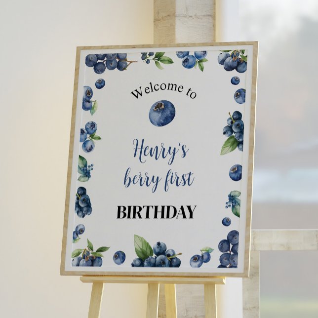Blueberry Sweet 1st Birthday Party Welcome Sign (Creator Uploaded)