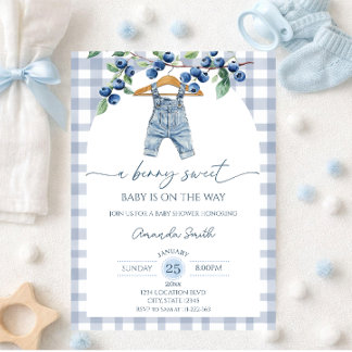  Blueberry sweet baby boy baby shower Invitation