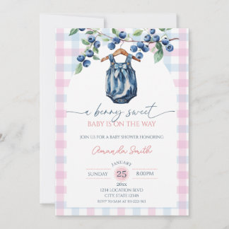 Blueberry sweet baby Girl baby shower Invitation