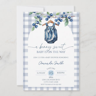 Blueberry sweet baby Girl baby shower Invitation