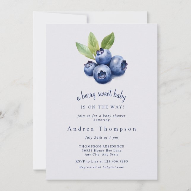 Blueberry | Sweet Baby Shower Invitation (Front)
