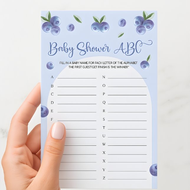 Blueberry Sweet Watercolor Baby Shower ABC Game (Blueberry Sweet Watercolor Baby Shower ABC Game)