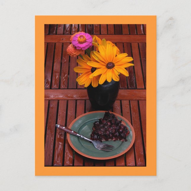 Blueberry Tart & Flowers Postcard (Front)