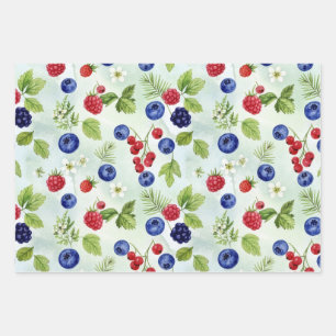 Blueberry Theme Assorted WrappingPaper Flat Sheets
