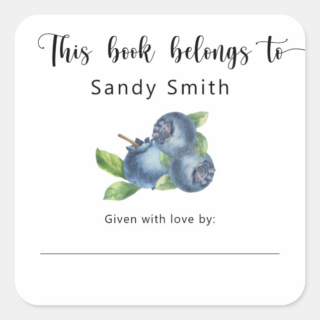 Blueberry - This book belongs to Square Sticker (Front)
