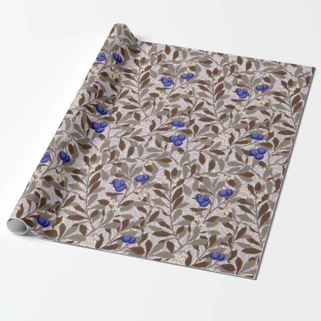Blueberry Tree, William Morris Wrapping Paper (Unrolled)