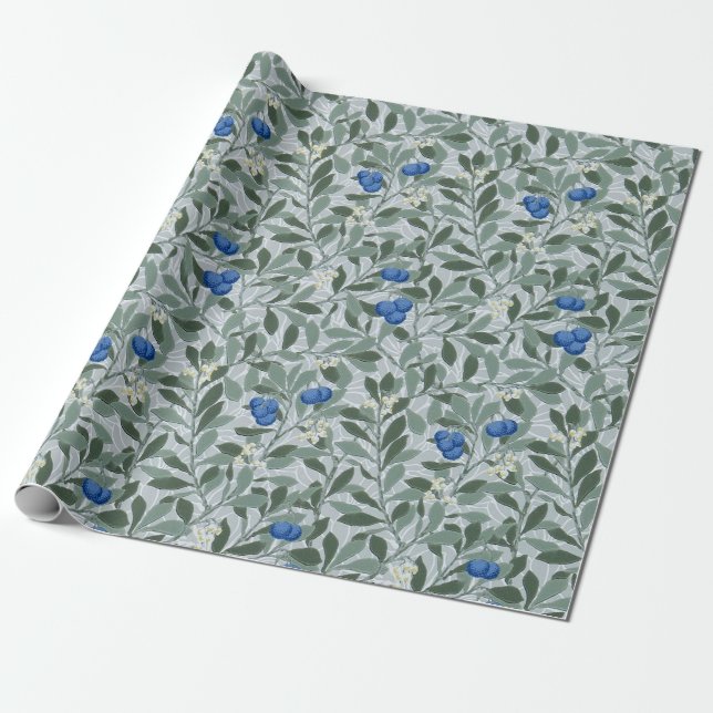 Blueberry Tree, William Morris Wrapping Paper (Unrolled)