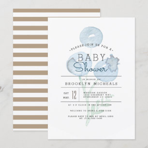 Blueberry Trio Berry Watercolor Baby Shower Invitation