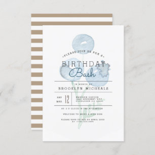 Blueberry Trio Berry Watercolor Birthday Bash Invitation