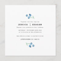 Blueberry Trio Watercolor Wedding Invite