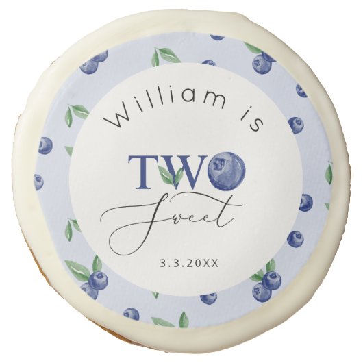 Blueberry Two sweet berry boy birthday Sugar Cookie (Front)