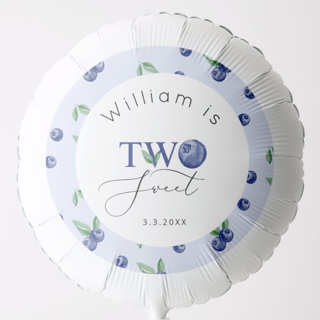 Blueberry Two sweet berry sweet boy birthday Balloon (Front)