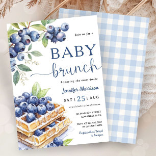Blueberry Waffle Baby Brunch Boy Baby Shower Invitation