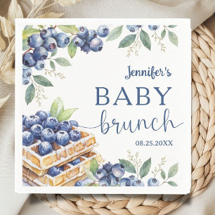 Blueberry Waffle Boy Baby Shower Brunch Paper Napkins