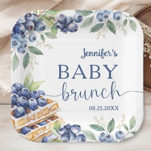 Blueberry Waffle Boy Baby Shower Brunch Paper Plates