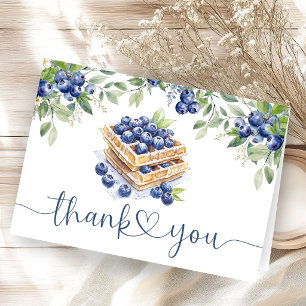 Blueberry Waffle Boy Baby Shower Folded Thank Letterpress Thank You Card