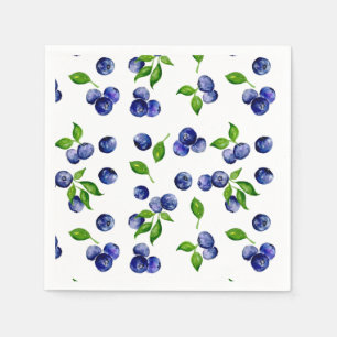Blueberry Watercolor Berry First Birthday Napkins
