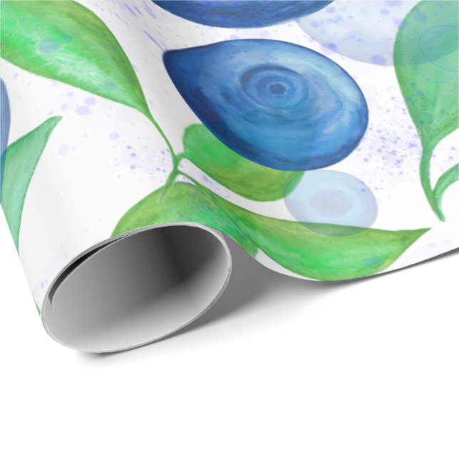 Blueberry watercolor fruit berries wrapping paper (Roll Corner)