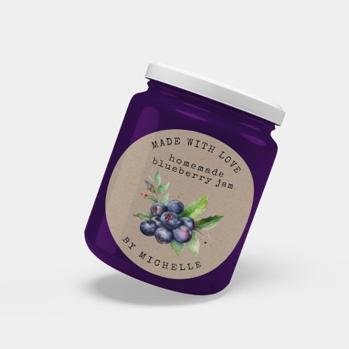 Blueberry Watercolor Jam Label Canning Sticker