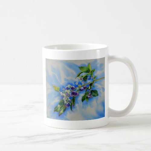 Blueberry watercolor painting coffee mug