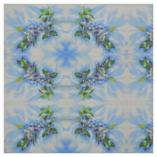 Blueberry watercolor painting fabric