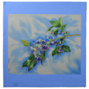 Blueberry watercolor painting napkin