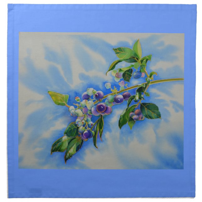 Blueberry watercolor painting napkin (Front)