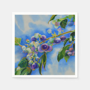 Blueberry watercolor painting paper napkins