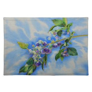 Blueberry watercolor painting placemat