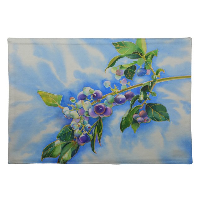 Blueberry watercolor painting placemat (Front)