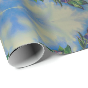 Blueberry watercolor painting wrapping paper